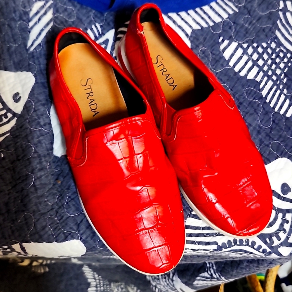RED leather shoes by Strada size 5